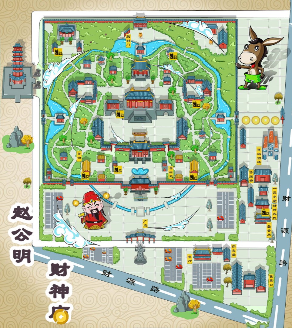 吴江寺庙类手绘地图